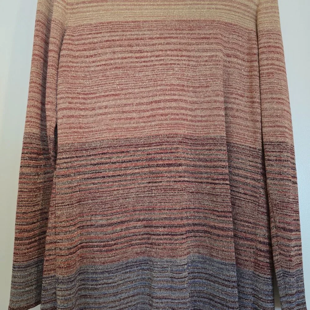 Peck & Peck Metallic Ombre Longline Open Front LS Cardigan
